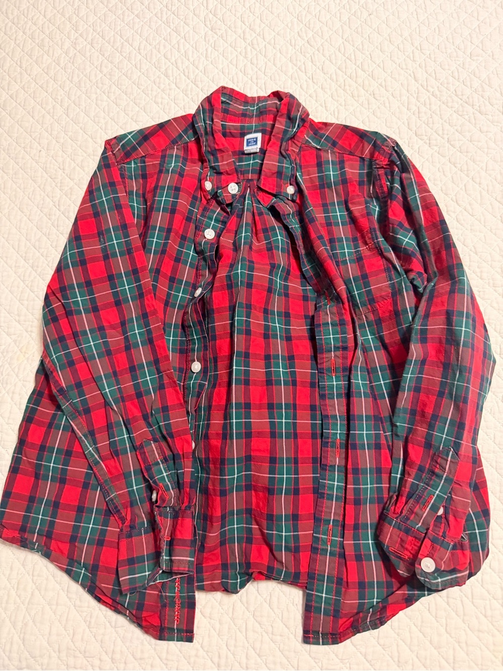 Janie & Jack  Red & Green Plaid Kids Button-Up Shirt
